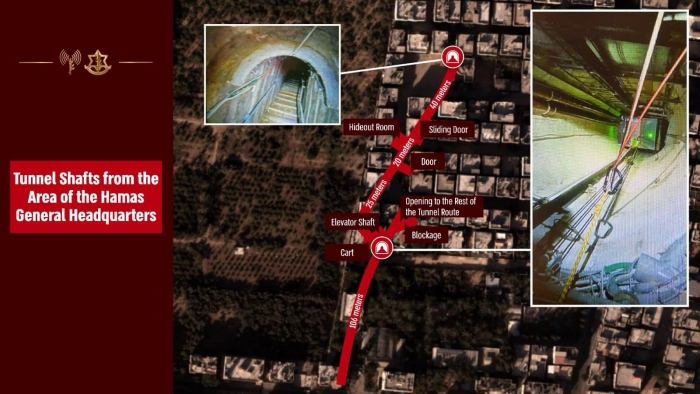 以色列國防軍在加薩北部哈瑪斯總部發現地下隧道。（圖／翻攝自FB@Israel Defense Force）